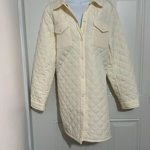 T by TALBOTS Beige Quilted Shirt Jacket